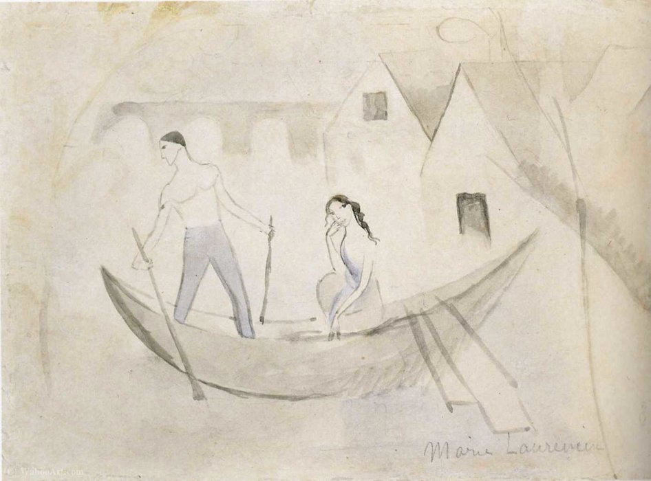 WikiOO.org - 백과 사전 - 회화, 삽화 Marie Laurencin - La barque (1913)
