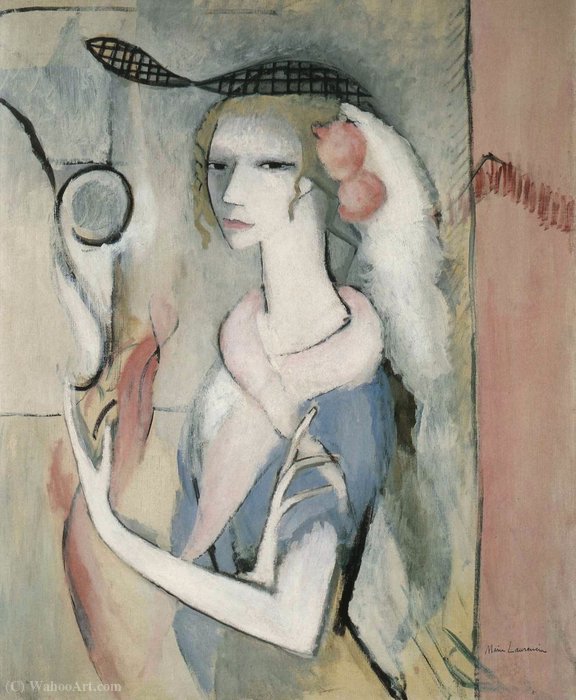 Wikioo.org – La Enciclopedia de las Bellas Artes - Pintura, Obras de arte de Marie Laurencin - Debout Femme à la Capeline (1913)