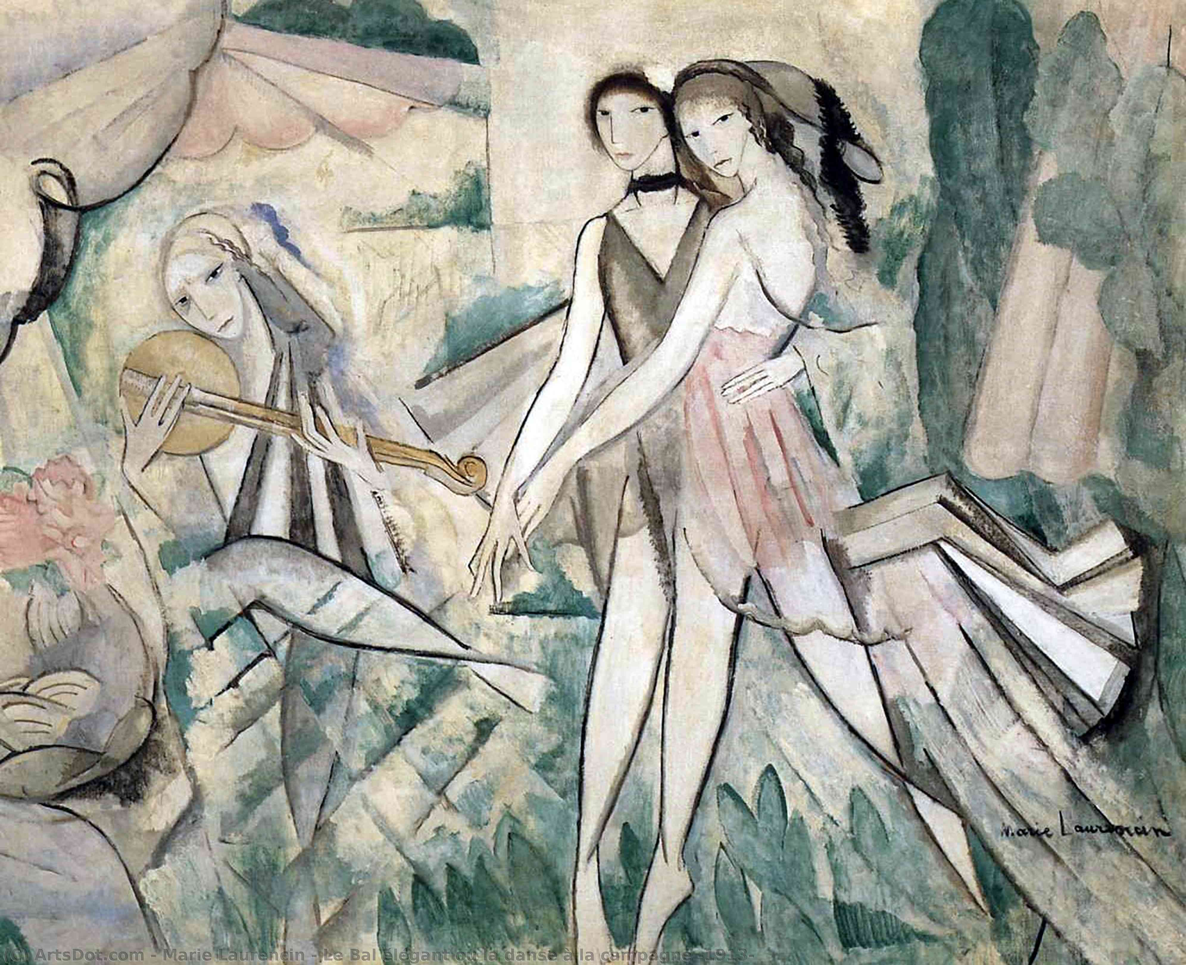 Wikioo.org - The Encyclopedia of Fine Arts - Painting, Artwork by Marie Laurencin - Le Bal élégant ou la danse à la campagne (1913)