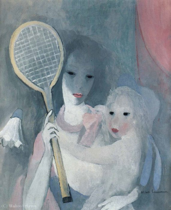 WikiOO.org - Enciclopédia das Belas Artes - Pintura, Arte por Marie Laurencin - Femme et enfant à la Raquette (1920)