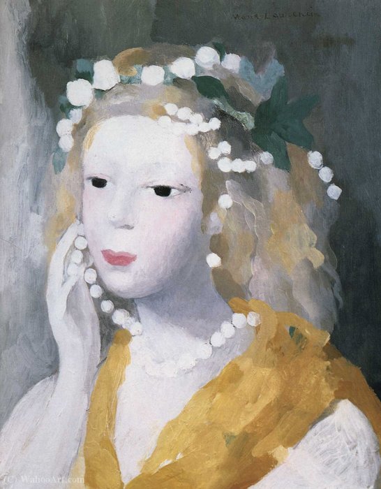 Wikioo.org – L'Encyclopédie des Beaux Arts - Peinture, Oeuvre de Marie Laurencin - Femme au collier (1935)