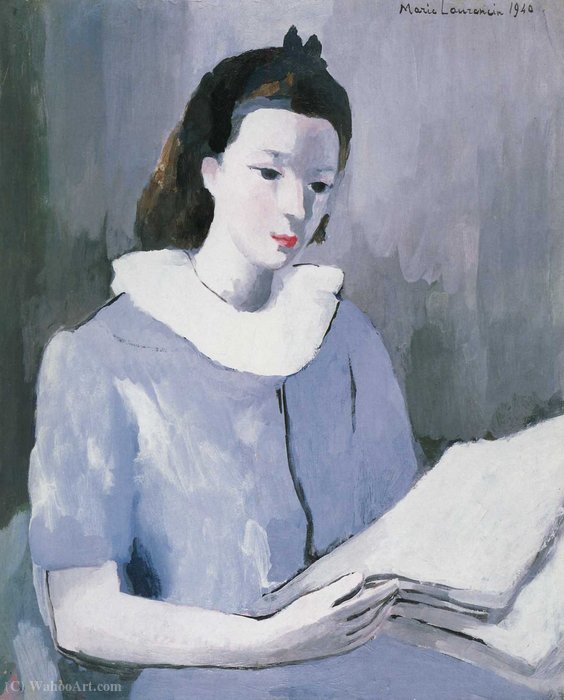 Wikioo.org - The Encyclopedia of Fine Arts - Painting, Artwork by Marie Laurencin - Suznne Moreau en Bleu (1940)