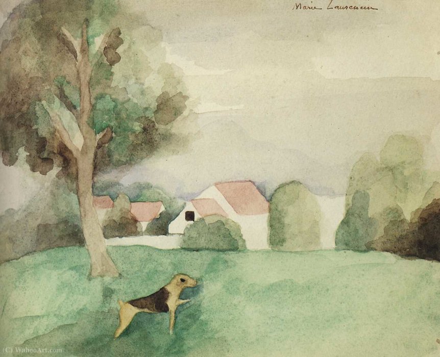 Wikioo.org - The Encyclopedia of Fine Arts - Painting, Artwork by Marie Laurencin - Paysage au chien (1940)