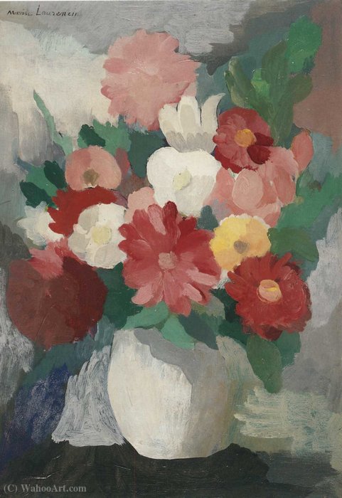 Wikioo.org - Bách khoa toàn thư về mỹ thuật - Vẽ tranh, Tác phẩm nghệ thuật Marie Laurencin - Vase de Fleurs (1950)