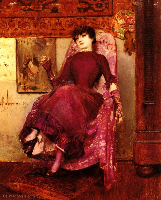 Wikioo.org – L'Encyclopédie des Beaux Arts - Peinture, Oeuvre de Georges Antoine Rochegrosse - Portrait de la femme de l artiste dans le studio