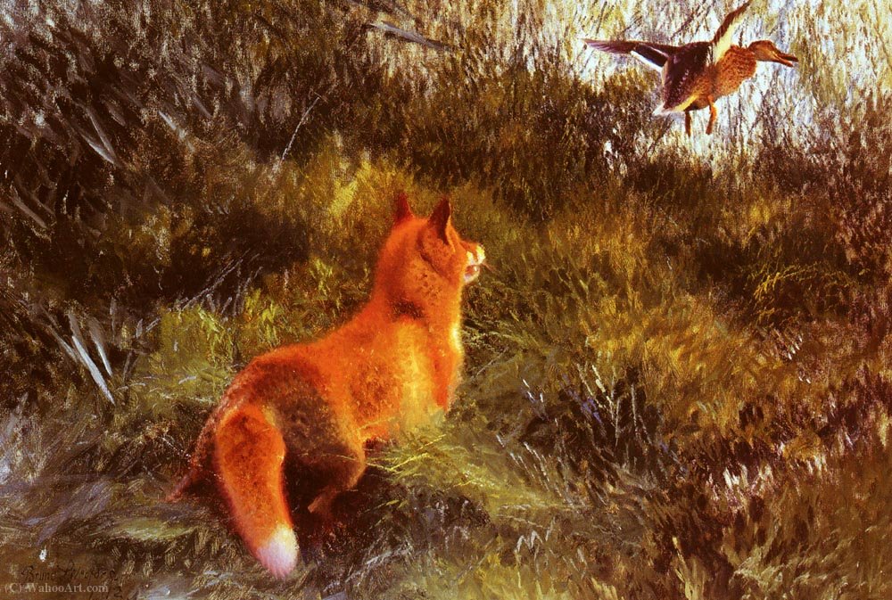 Wikioo.org - The Encyclopedia of Fine Arts - Painting, Artwork by Bruno Liljefors - Eluding the fox