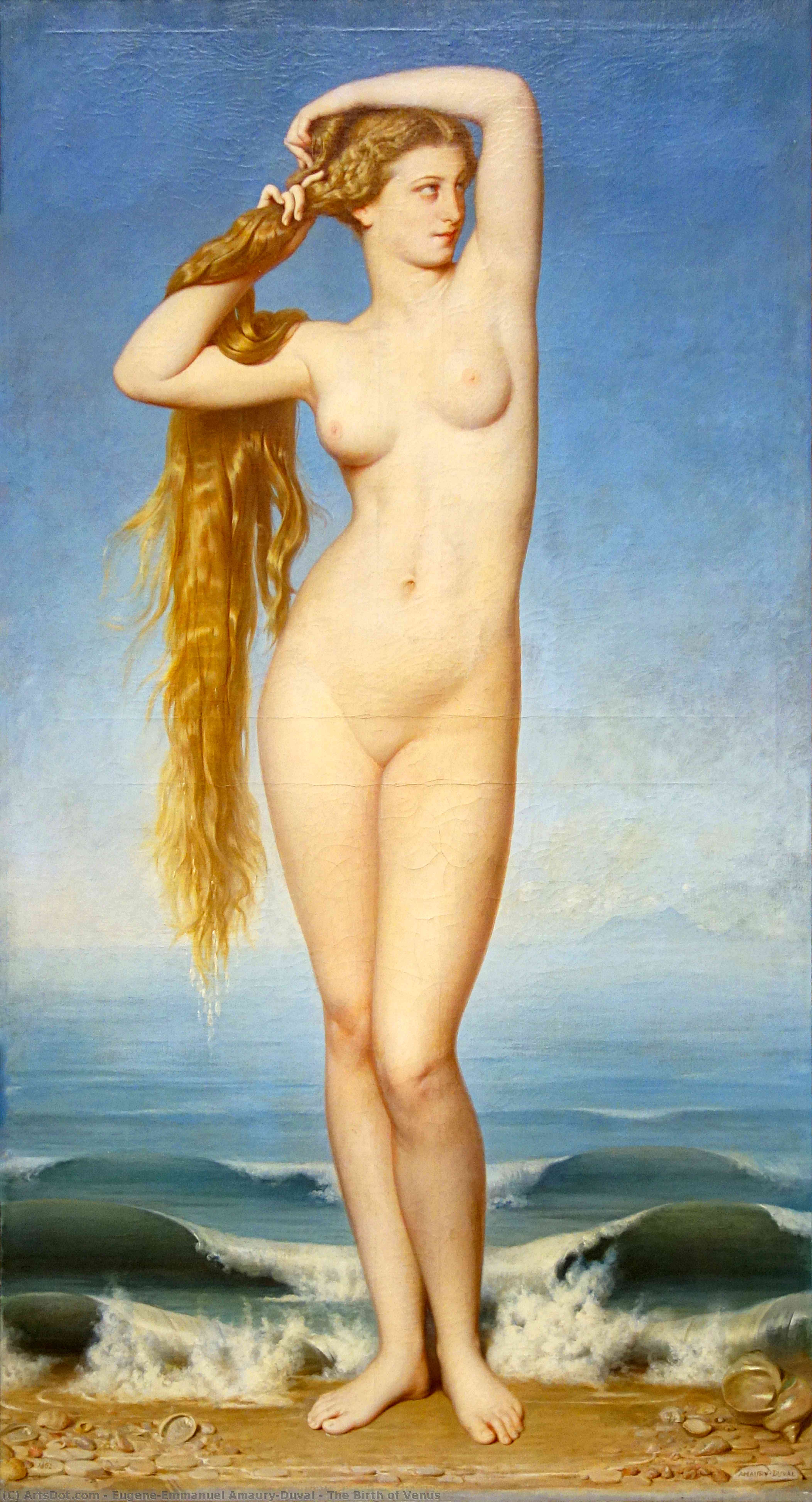 Wikoo.org - موسوعة الفنون الجميلة - اللوحة، العمل الفني Eugene-Emmanuel Amaury-Duval - The Birth of Venus