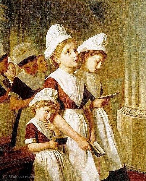Wikioo.org - The Encyclopedia of Fine Arts - Painting, Artwork by Sophie Gengembre Anderson - Young Girls at Prayer in the Chapel