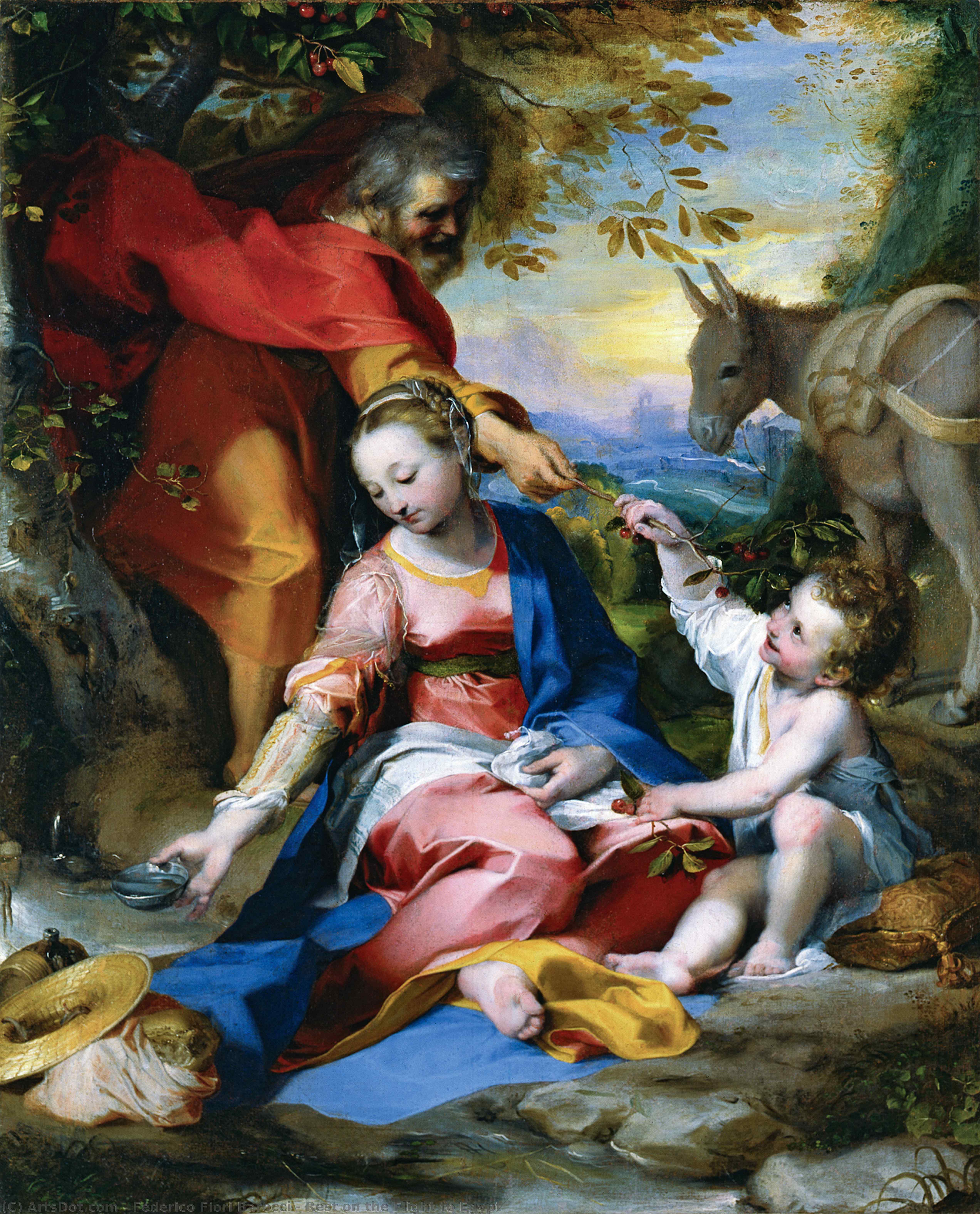 Wikioo.org - The Encyclopedia of Fine Arts - Painting, Artwork by Federico Fiori Barocci - Rest on the Flight to Egypt