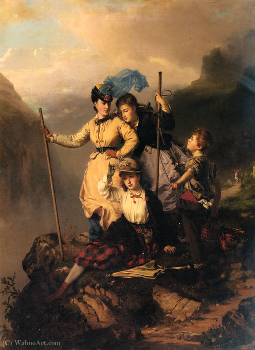 WikiOO.org - Encyclopedia of Fine Arts - Lukisan, Artwork Charles Edouard Boutibonne - Mountain climbers