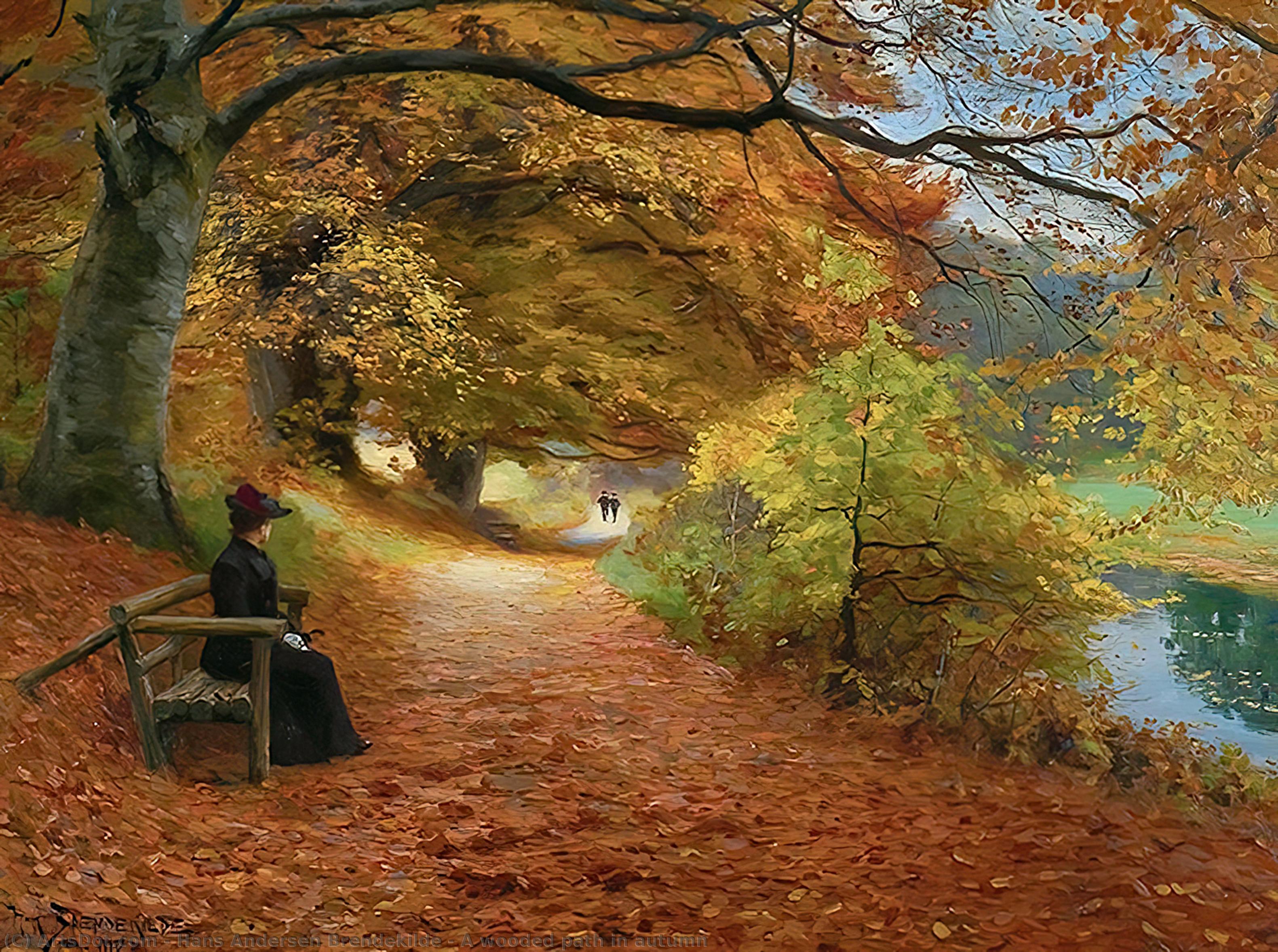 Wikioo.org – L'Encyclopédie des Beaux Arts - Peinture, Oeuvre de Hans Andersen Brendekilde - Un chemin Boisé dans  automne