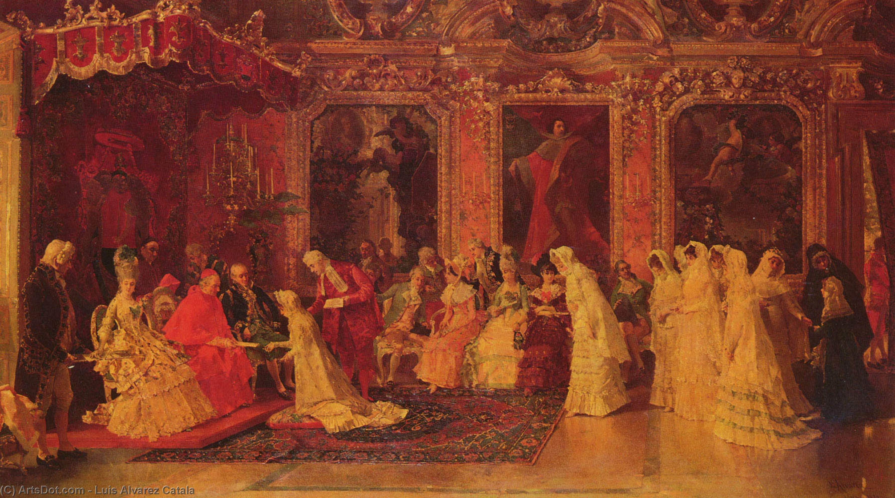 Wikioo.org – La Enciclopedia de las Bellas Artes - Pintura, Obras de arte de Luis Alvarez Catala - Borghese princesa otorgando dotes