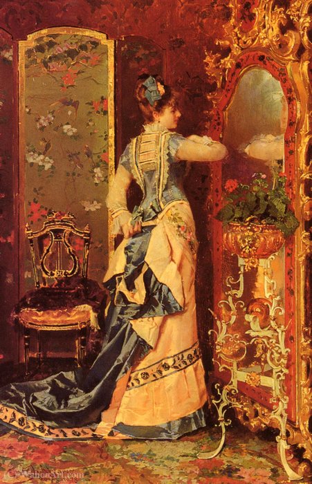 Wikioo.org – La Enciclopedia de las Bellas Artes - Pintura, Obras de arte de Luis Alvarez Catala - Mujer delante de un espejo