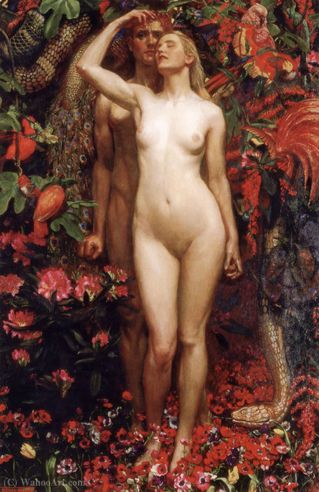 Wikioo.org - The Encyclopedia of Fine Arts - Painting, Artwork by John Byam Liston Shaw - The Woman, the Man and the Serpent