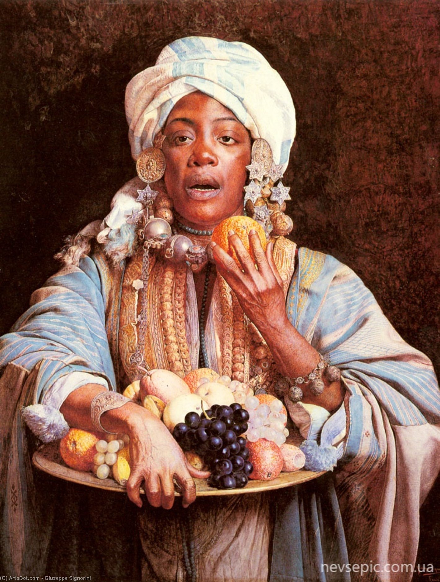 WikiOO.org - 백과 사전 - 회화, 삽화 Giuseppe Signorini - A north african fruit vendor