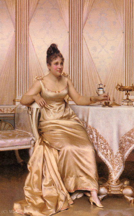 Wikioo.org - The Encyclopedia of Fine Arts - Painting, Artwork by Charles Joseph Frédéric Soulacroix - Afternoon tea