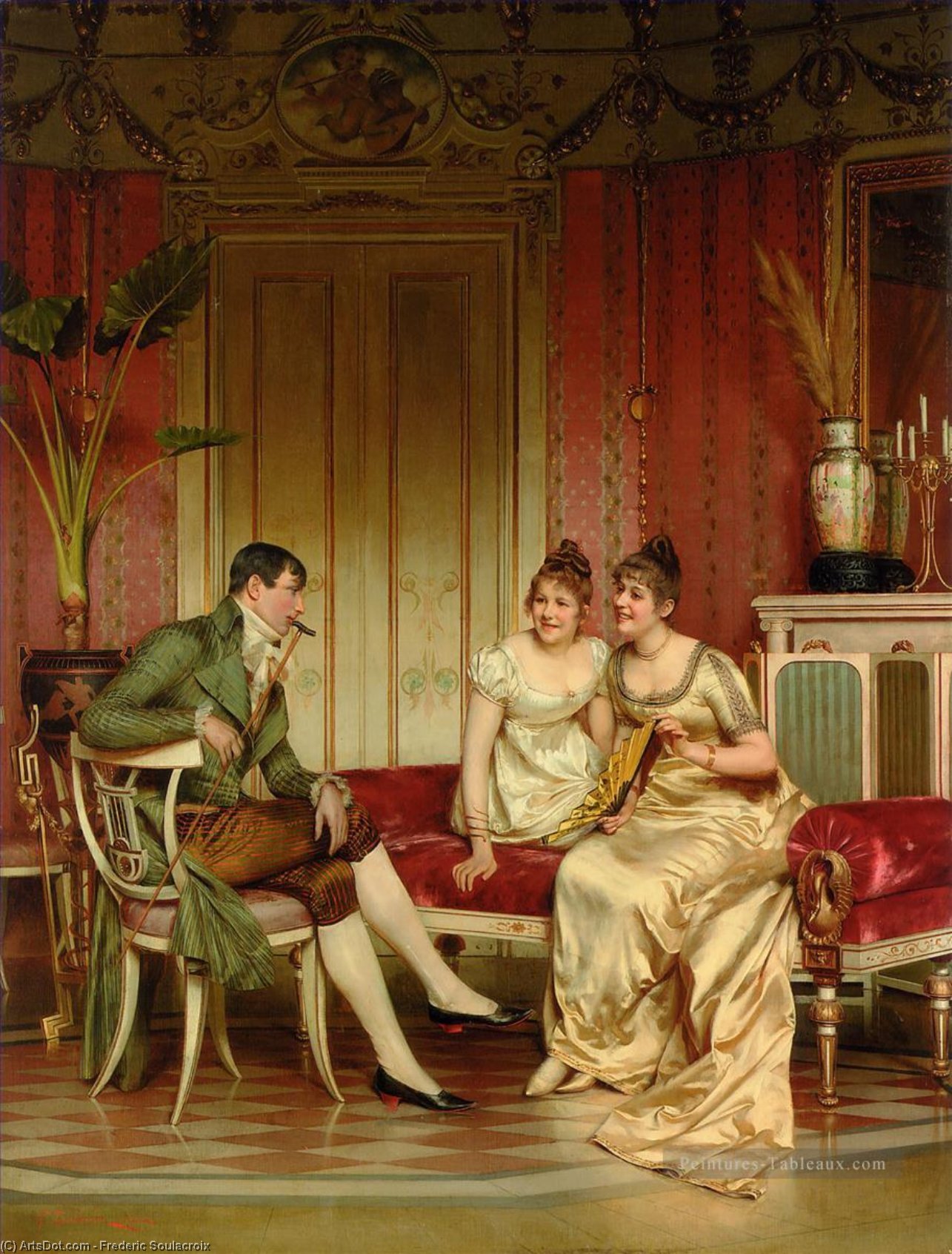 Wikioo.org - The Encyclopedia of Fine Arts - Painting, Artwork by Charles Joseph Frédéric Soulacroix - The afternoon visitor