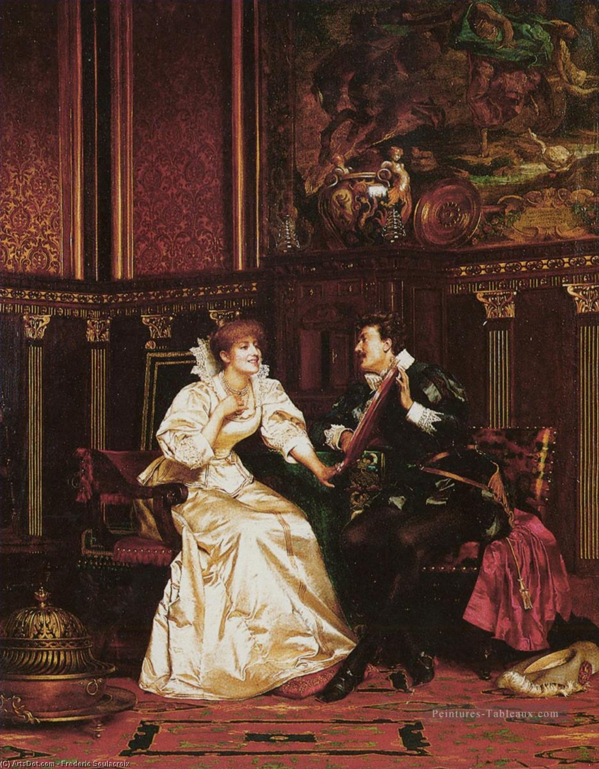 Wikioo.org - The Encyclopedia of Fine Arts - Painting, Artwork by Charles Joseph Frédéric Soulacroix - The pearl necklace