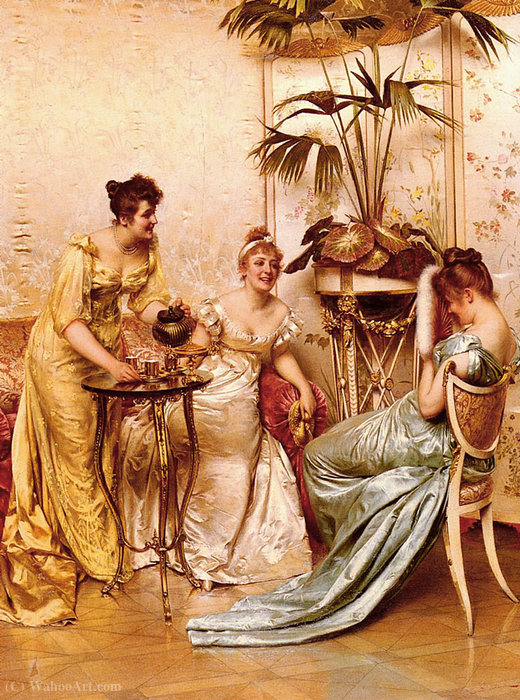 Wikioo.org - The Encyclopedia of Fine Arts - Painting, Artwork by Charles Joseph Frédéric Soulacroix - The tea party