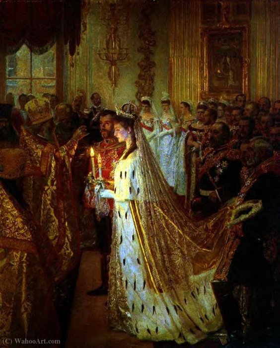 Wikoo.org - موسوعة الفنون الجميلة - اللوحة، العمل الفني Laurits Tuxen - Wedding of Nicholas II
