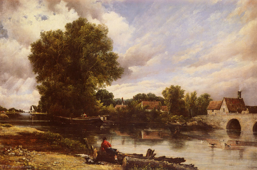 Wikioo.org - สารานุกรมวิจิตรศิลป์ - จิตรกรรม Frederick Waters (William) Watts - Along the river