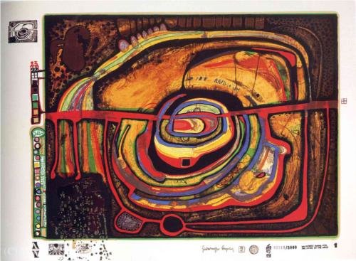 Wikioo.org - The Encyclopedia of Fine Arts - Painting, Artwork by Friedensreich Hundertwasser - A Eyebalance number five