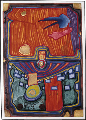 Wikioo.org - The Encyclopedia of Fine Arts - Painting, Artwork by Friedensreich Hundertwasser - A Little Palace of Illness