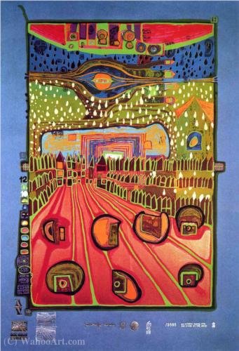 Wikioo.org - The Encyclopedia of Fine Arts - Painting, Artwork by Friedensreich Hundertwasser - A Street for Survivors