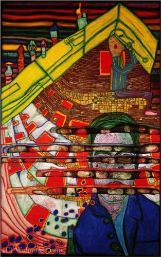 WikiOO.org - Εγκυκλοπαίδεια Καλών Τεχνών - Ζωγραφική, έργα τέχνης Friedensreich Hundertwasser - Mourning schiele