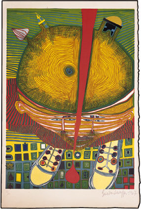 Wikioo.org - The Encyclopedia of Fine Arts - Painting, Artwork by Friedensreich Hundertwasser - The Boy with the Green Hair