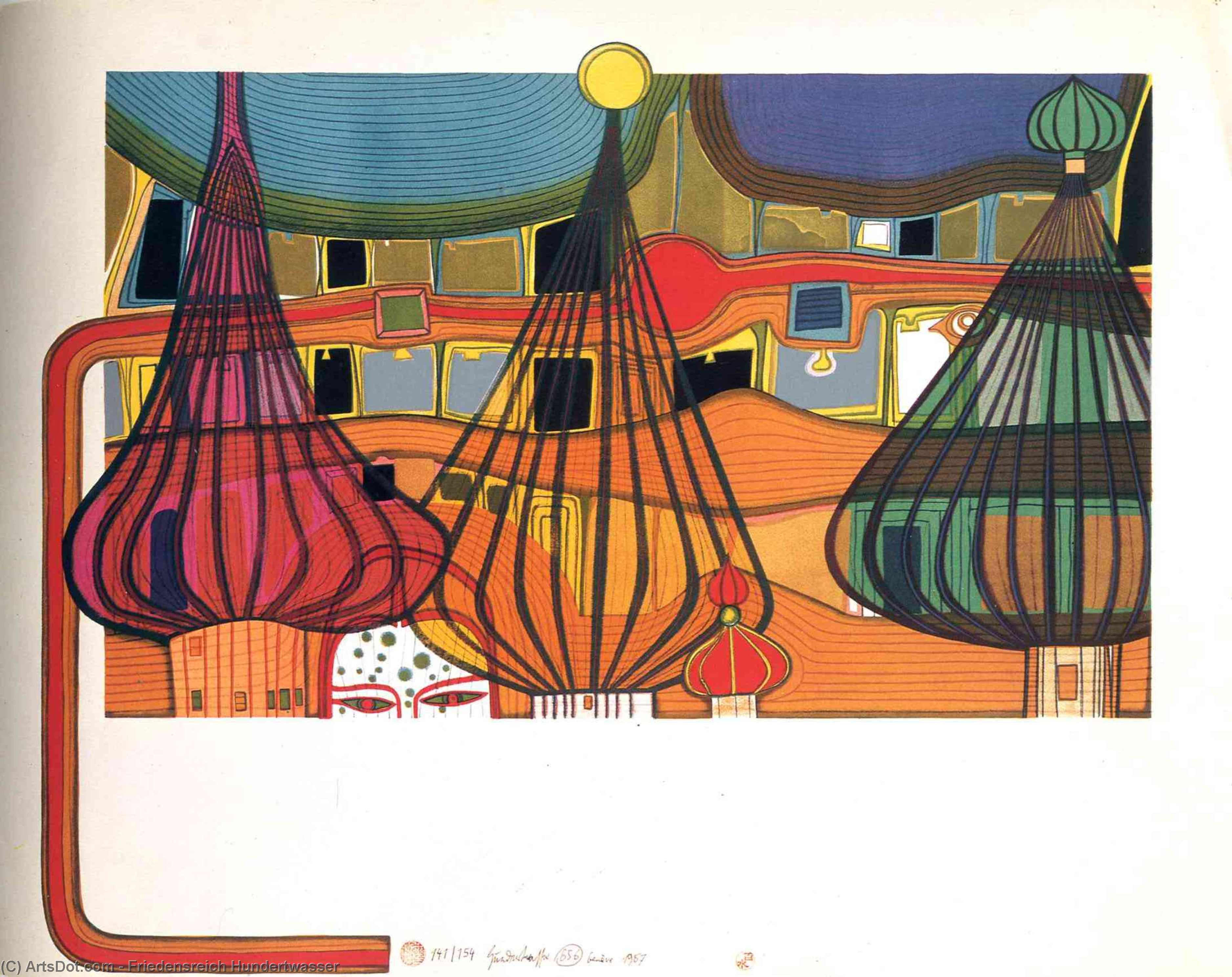Wikioo.org - The Encyclopedia of Fine Arts - Painting, Artwork by Friedensreich Hundertwasser - The expulsion