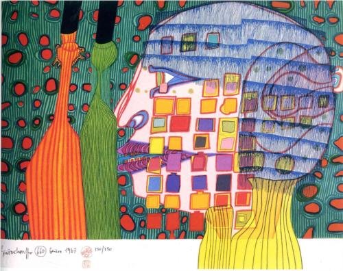 Wikioo.org - The Encyclopedia of Fine Arts - Painting, Artwork by Friedensreich Hundertwasser - Shadow of the Stars