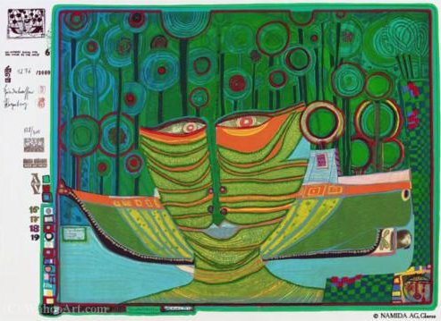 Wikoo.org - موسوعة الفنون الجميلة - اللوحة، العمل الفني Friedensreich Hundertwasser - A Columbus Rainy Day in India