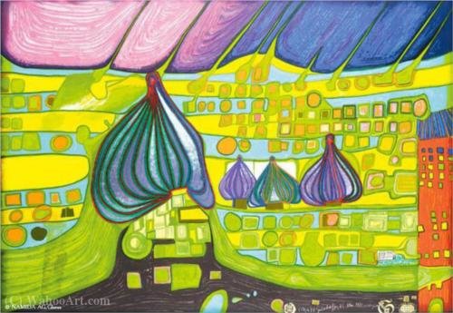 Wikioo.org - The Encyclopedia of Fine Arts - Painting, Artwork by Friedensreich Hundertwasser - A yellow last wil