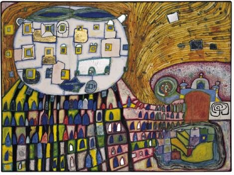 Wikioo.org - The Encyclopedia of Fine Arts - Painting, Artwork by Friedensreich Hundertwasser - Domestic Cat - The Cat of Atlantis