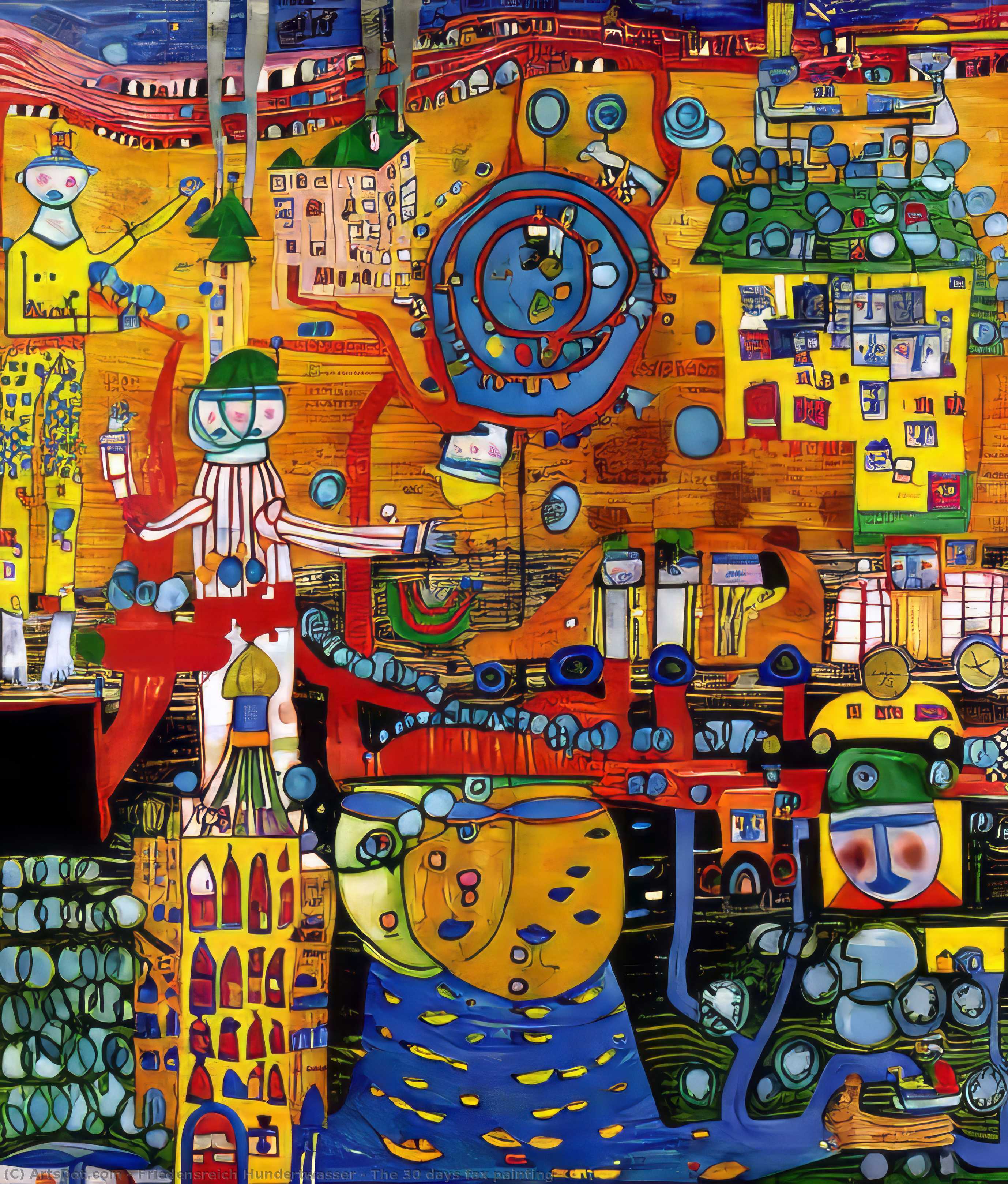 Wikioo.org - The Encyclopedia of Fine Arts - Painting, Artwork by Friedensreich Hundertwasser - The 30 days fax painting