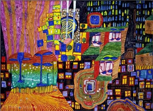Wikioo.org - The Encyclopedia of Fine Arts - Painting, Artwork by Friedensreich Hundertwasser - City view