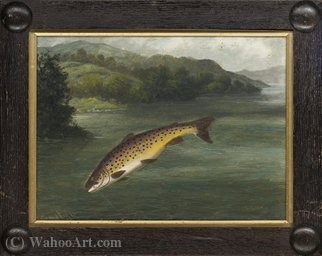 Wikioo.org - The Encyclopedia of Fine Arts - Painting, Artwork by A. Roland Knight - Netted trout; and on the line