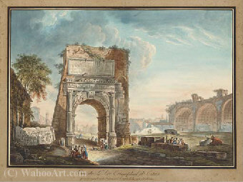 WikiOO.org - Encyclopedia of Fine Arts - Malba, Artwork Abraham-Louis-Rodolphe Ducros - L'arc de titus a rome