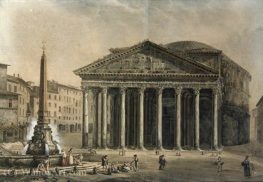 Wikioo.org - Die Enzyklopädie bildender Kunst - Malerei, Kunstwerk von Abraham-Louis-Rodolphe Ducros - Der Pantheon, Rom
