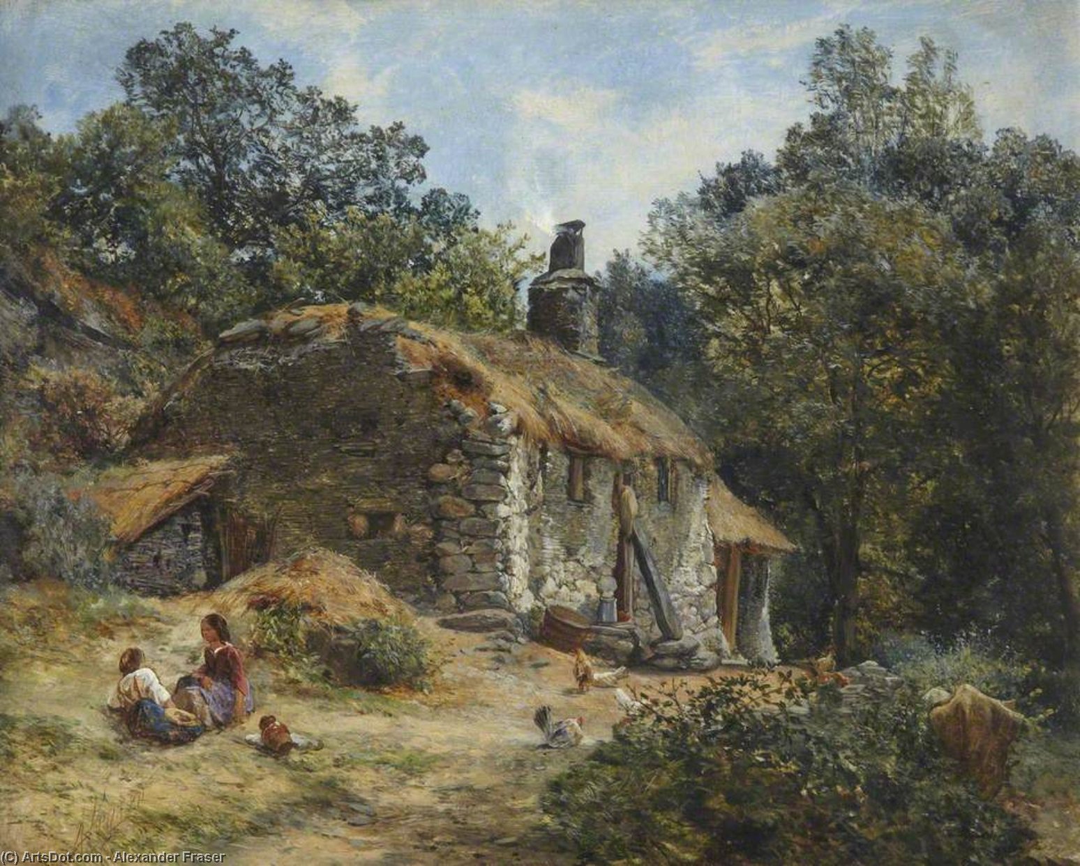 WikiOO.org - Encyclopedia of Fine Arts - Maleri, Artwork Alexander Fraser - Welsh cottage, vale of conway