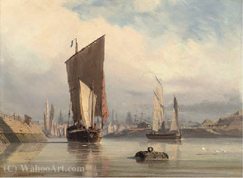 Wikioo.org - Encyklopedia Sztuk Pięknych - Malarstwo, Grafika Antoine Léon Morel-Fatio - Ghosting into harbour