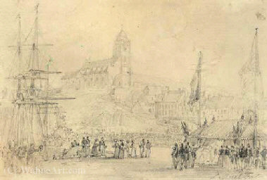 WikiOO.org - Encyclopedia of Fine Arts - Målning, konstverk Antoine Léon Morel-Fatio - The arrival of queen victoria at treport