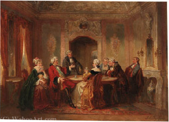 Wikioo.org - The Encyclopedia of Fine Arts - Painting, Artwork by Hendricus Engelbertus Reijntjens - The elegant gathering