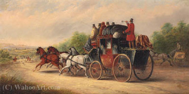 Wikioo.org - The Encyclopedia of Fine Arts - Painting, Artwork by John Charles Maggs - The bristol to london mail coach