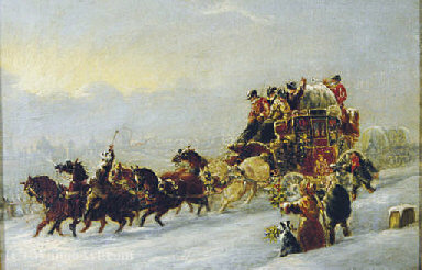 Wikioo.org - The Encyclopedia of Fine Arts - Painting, Artwork by John Charles Maggs - Travelling on a winter's day