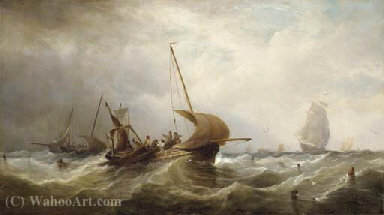 WikiOO.org - Güzel Sanatlar Ansiklopedisi - Resim, Resimler John James Wilson - Fishing in the channel