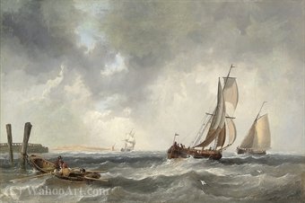 Wikioo.org - The Encyclopedia of Fine Arts - Painting, Artwork by John James Wilson - Off to the fishing grounds