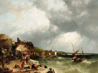 WikiOO.org - Encyclopedia of Fine Arts - Maalaus, taideteos John James Wilson - On the coast at etretat (2)