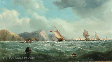 WikiOO.org - Εγκυκλοπαίδεια Καλών Τεχνών - Ζωγραφική, έργα τέχνης John James Wilson - Shipping off the coast